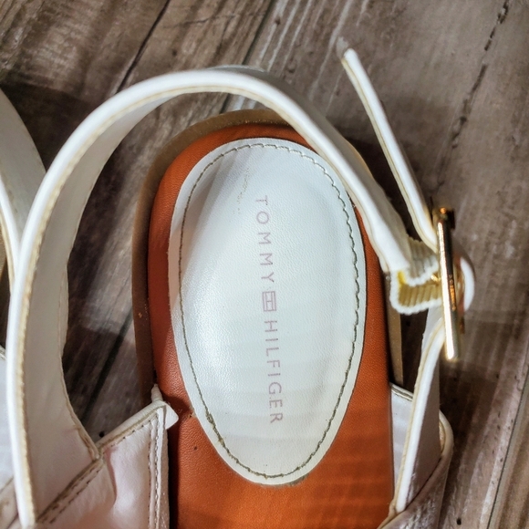 Tommy Hilfiger White Twolaya Faux Leather Slingback Heeled Sandals 7.5M Women's - Picture 9 of 16